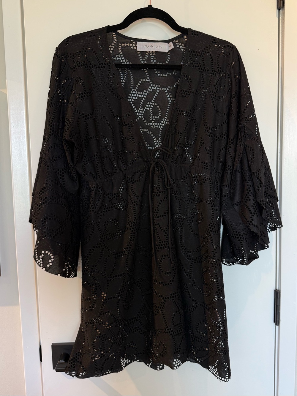 Black lace eyelet coverup/mini dress size S/M